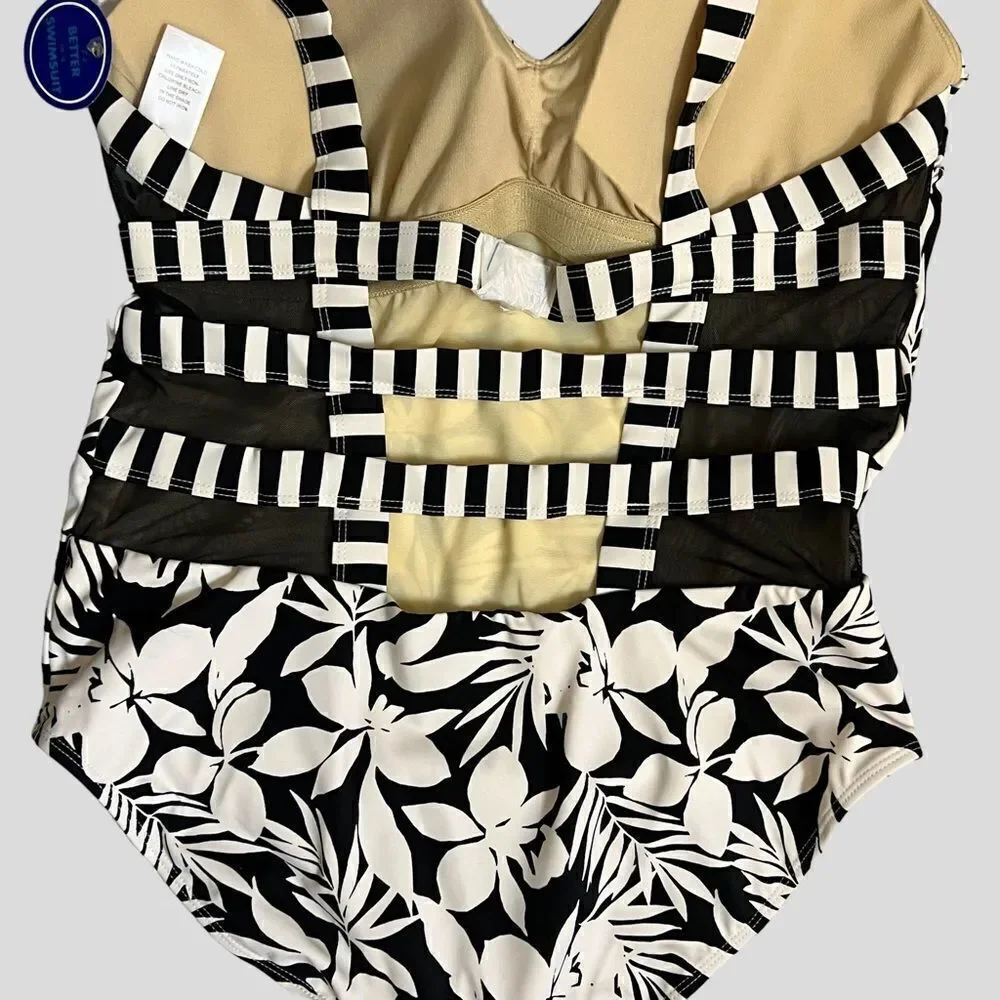 Swimsuits For All Plus Size One Piece Swimsuit With Back Detail, Size 16